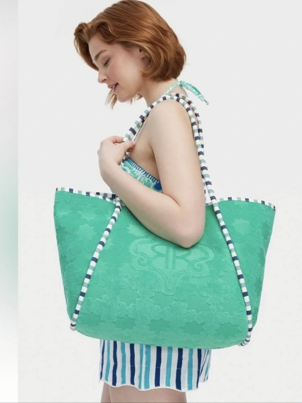 Star Geo Large Terry Beach Tote Bag Green - Roller Rabbit x Target RARE NWT